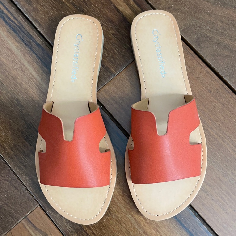 Lulus Ronnie Orange Slide Sandals
